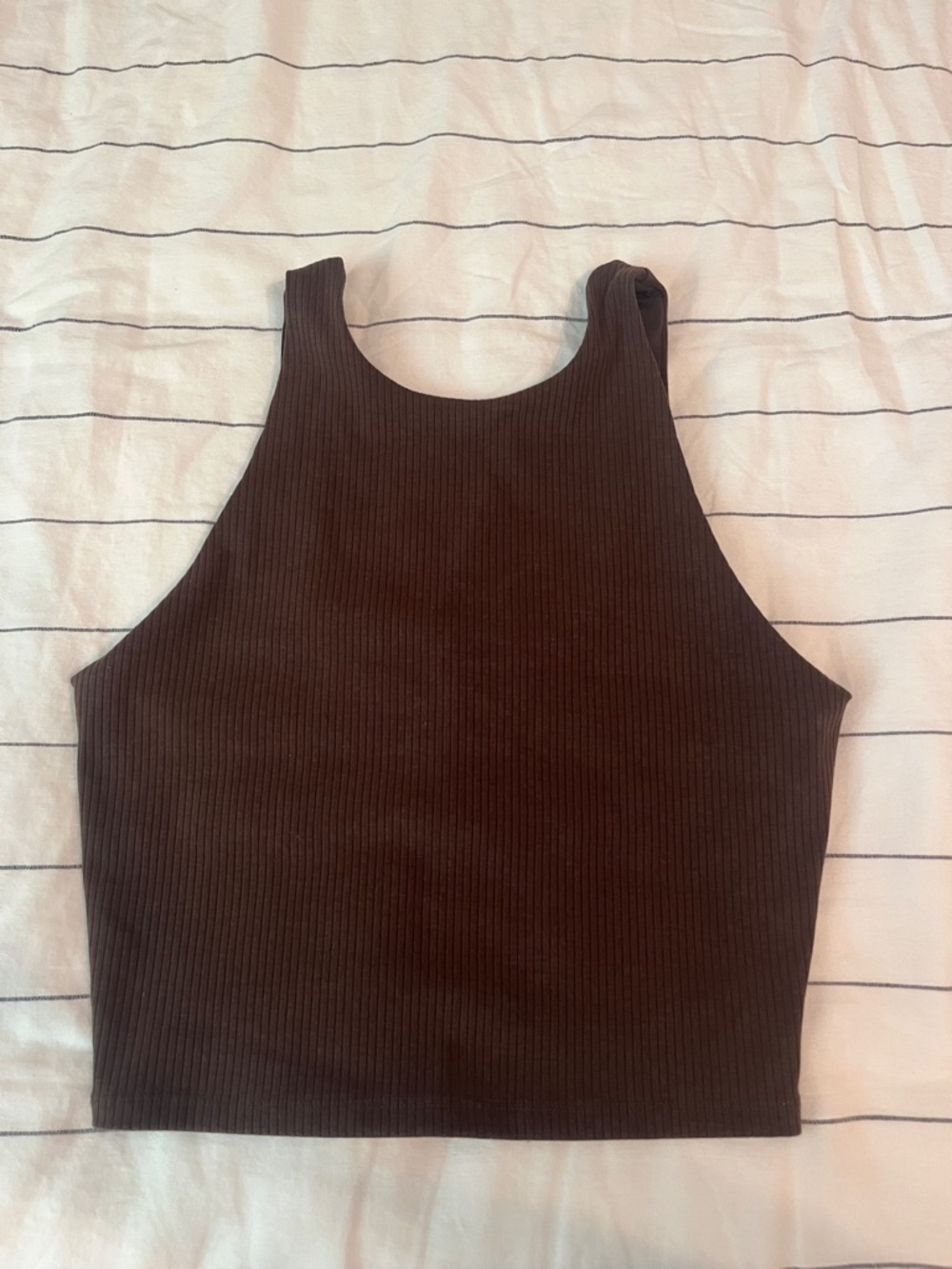 BYLT Basics Ribbed Crop Tank - Brown